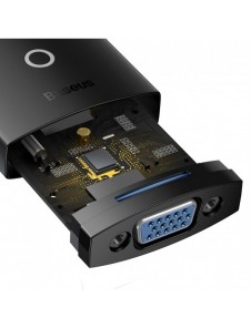 Baseus Lite Series pluggadapter HDMI till VGA + minijack 3,5 mm / micro USB strömförsörjning svart (WKQX010101)