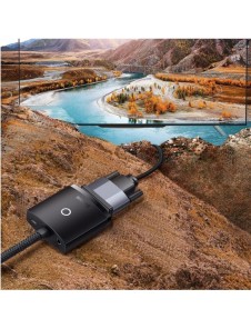 Baseus Lite Series pluggadapter HDMI till VGA + minijack 3,5 mm / micro USB strömförsörjning svart (WKQX010101)