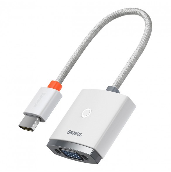 Baseus Lite Series pluggadapter HDMI till VGA + minijack 3,5 mm / micro USB strömförsörjning vit (WKQX010102)