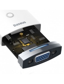 Baseus Lite Series pluggadapter HDMI till VGA + minijack 3,5 mm / micro USB strömförsörjning vit (WKQX010102)