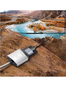 Baseus Lite Series pluggadapter HDMI till VGA + minijack 3,5 mm / micro USB strömförsörjning vit (WKQX010102)