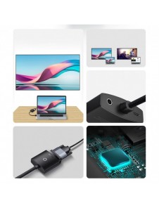 Baseus Lite Series pluggadapter HDMI till VGA + minijack 3,5 mm / micro USB strömförsörjning vit (WKQX010102)