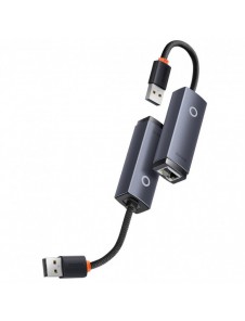 Baseus Lite Series USB-adapter - RJ45 LAN-uttag 100 Mbps grå (WKQX000013)