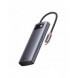 Baseus Metal Gleam 6in1 multifunktionsnav USB Typ C - USB Typ C Strömförsörjning 100 W / 2x HDMI 4K 30 Hz / 3x USB 3.2 Gen 1 grå
