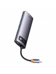 Baseus Metal Gleam 6in1 multifunktionsnav USB Typ C - USB Typ C Strömförsörjning 100 W / 2x HDMI 4K 30 Hz / 3x USB 3.2 Gen 1 grå