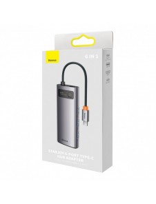 Baseus Metal Gleam 6in1 multifunktionsnav USB Typ C - USB Typ C Strömförsörjning 100 W / 2x HDMI 4K 30 Hz / 3x USB 3.2 Gen 1 grå