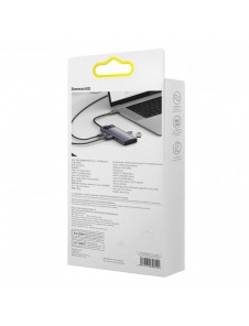 Baseus Metal Gleam 6in1 multifunktionsnav USB Typ C - USB Typ C Strömförsörjning 100 W / 2x HDMI 4K 30 Hz / 3x USB 3.2 Gen 1 grå