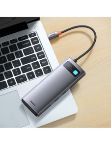 Baseus Metal Gleam 6in1 multifunktionsnav USB Typ C - USB Typ C Strömförsörjning 100 W / 2x HDMI 4K 30 Hz / 3x USB 3.2 Gen 1 grå