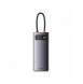 Baseus Metal Gleam 6in1 multifunktionsnav USB Typ C - USB Typ C Strömförsörjning 100 W / 2x HDMI 4K 30 Hz / 3x USB 3.2 Gen 1 grå