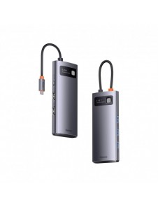 Baseus Metal Gleam 6in1 multifunktionsnav USB Typ C - USB Typ C Strömförsörjning 100 W / 2x HDMI 4K 30 Hz / 3x USB 3.2 Gen 1 grå