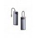 Baseus Metal Gleam 6in1 multifunktionsnav USB Typ C - USB Typ C Strömförsörjning 100 W / 2x HDMI 4K 30 Hz / 3x USB 3.2 Gen 1 grå