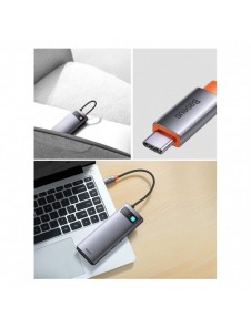 Baseus Metal Gleam 6in1 multifunktionsnav USB Typ C - USB Typ C Strömförsörjning 100 W / 2x HDMI 4K 30 Hz / 3x USB 3.2 Gen 1 grå