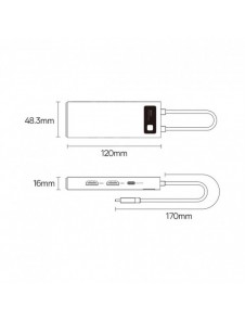 Baseus Metal Gleam 6in1 multifunktionsnav USB Typ C - USB Typ C Strömförsörjning 100 W / 2x HDMI 4K 30 Hz / 3x USB 3.2 Gen 1 grå