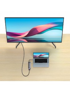 Baseus Metal Gleam 6in1 multifunktionsnav USB Typ C - USB Typ C Strömförsörjning 100 W / 2x HDMI 4K 30 Hz / 3x USB 3.2 Gen 1 grå