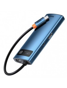 Baseus Metal Gleam 6in1 multifunktionell USB Typ C-hub - USB Typ C Strömförsörjning 100W / HDMI 4K 30Hz / 3x USB 3.2 Gen 1 / RJ4