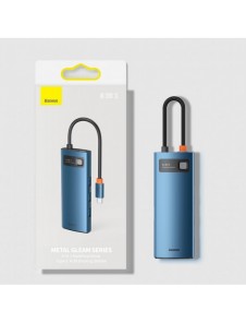 Baseus Metal Gleam 6in1 multifunktionell USB Typ C-hub - USB Typ C Strömförsörjning 100W / HDMI 4K 30Hz / 3x USB 3.2 Gen 1 / RJ4