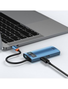 Baseus Metal Gleam 6in1 multifunktionell USB Typ C-hub - USB Typ C Strömförsörjning 100W / HDMI 4K 30Hz / 3x USB 3.2 Gen 1 / RJ4