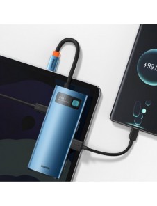 Baseus Metal Gleam 6in1 multifunktionell USB Typ C-hub - USB Typ C Strömförsörjning 100W / HDMI 4K 30Hz / 3x USB 3.2 Gen 1 / RJ4