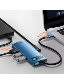 Baseus Metal Gleam 6in1 multifunktionell USB Typ C-hub - USB Typ C Strömförsörjning 100W / HDMI 4K 30Hz / 3x USB 3.2 Gen 1 / RJ4