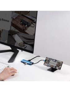 Baseus Metal Gleam 6in1 multifunktionell USB Typ C-hub - USB Typ C Strömförsörjning 100W / HDMI 4K 30Hz / 3x USB 3.2 Gen 1 / RJ4