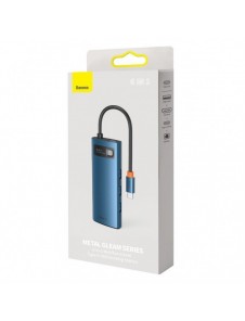 Baseus Metal Gleam 6in1 multifunktionell USB Typ C-hub - USB Typ C Strömförsörjning 100W / HDMI 4K 30Hz / 3x USB 3.2 Gen 1 / RJ4