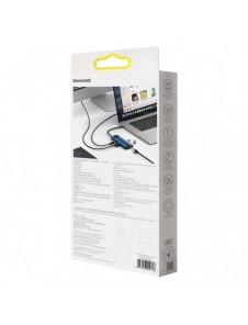 Baseus Metal Gleam 6in1 multifunktionell USB Typ C-hub - USB Typ C Strömförsörjning 100W / HDMI 4K 30Hz / 3x USB 3.2 Gen 1 / RJ4