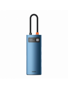 Baseus Metal Gleam 6in1 multifunktionell USB Typ C-hub - USB Typ C Strömförsörjning 100W / HDMI 4K 30Hz / 3x USB 3.2 Gen 1 / RJ4