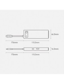 Baseus Metal Gleam 6in1 multifunktionell USB Typ C-hub - USB Typ C Strömförsörjning 100W / HDMI 4K 30Hz / 3x USB 3.2 Gen 1 / RJ4