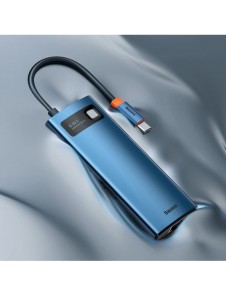 Baseus Metal Gleam 6in1 multifunktionell USB Typ C-hub - USB Typ C Strömförsörjning 100W / HDMI 4K 30Hz / 3x USB 3.2 Gen 1 / RJ4