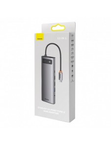 Baseus Metal Gleam multifunktionell HUB USB Typ C 12in1 HDMI / DP / USB Typ C / minijack 3,5 mm / RJ45 / SD (WKWG020213)