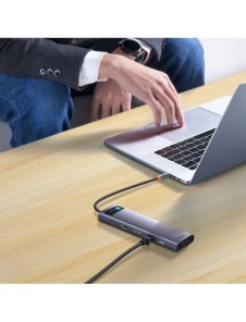 Baseus Metal Gleam multifunktionell HUB USB Typ C 12in1 HDMI / DP / USB Typ C / minijack 3,5 mm / RJ45 / SD (WKWG020213)