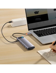 Baseus Metal Gleam multifunktionell HUB USB Typ C 12in1 HDMI / DP / USB Typ C / minijack 3,5 mm / RJ45 / SD (WKWG020213)
