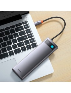 Baseus Metal Gleam multifunktionell HUB USB Typ C 12in1 HDMI / DP / USB Typ C / minijack 3,5 mm / RJ45 / SD (WKWG020213)