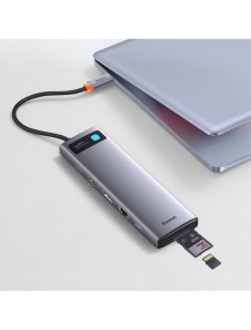 Baseus Metal Gleam multifunktionell HUB USB Typ C 12in1 HDMI / DP / USB Typ C / minijack 3,5 mm / RJ45 / SD (WKWG020213)