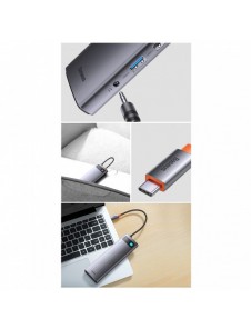 Baseus Metal Gleam multifunktionell HUB USB Typ C 12in1 HDMI / DP / USB Typ C / minijack 3,5 mm / RJ45 / SD (WKWG020213)