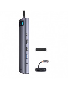 Baseus Metal Gleam multifunktionell HUB USB Typ C 12in1 HDMI / DP / USB Typ C / minijack 3,5 mm / RJ45 / SD (WKWG020213)