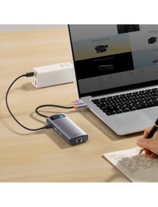 Baseus Metal Gleam Series 7-i-1 USB Typ C HUB dockningsstation - 2 x HDMI / 3 x USB 3.2 Gen. 1 / 1 x Strömförsörjning / 1 x RJ-4