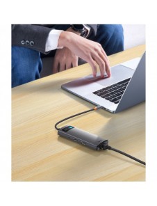 Baseus Metal Gleam Series 7-i-1 USB Typ C HUB dockningsstation - 2 x HDMI / 3 x USB 3.2 Gen. 1 / 1 x Strömförsörjning / 1 x RJ-4
