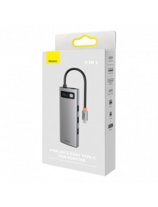 Baseus Metal Gleam Series 8 in 1 USB Typ C HUB-dockningsstation - 1 x HDMI / 3 x USB 3.2 Gen. 1 / 1 x Strömförsörjning / 1 x SD-