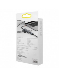 Baseus Metal Gleam Series 8 in 1 USB Typ C HUB-dockningsstation - 1 x HDMI / 3 x USB 3.2 Gen. 1 / 1 x Strömförsörjning / 1 x SD-