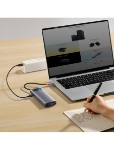 Baseus Metal Gleam Series 8 in 1 USB Typ C HUB-dockningsstation - 1 x HDMI / 3 x USB 3.2 Gen. 1 / 1 x Strömförsörjning / 1 x SD-