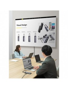 Baseus Metal Gleam Series 8 in 1 USB Typ C HUB-dockningsstation - 1 x HDMI / 3 x USB 3.2 Gen. 1 / 1 x Strömförsörjning / 1 x SD-
