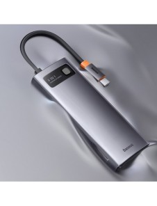 Baseus Metal Gleam Series 8 in 1 USB Typ C HUB-dockningsstation - 1 x HDMI / 3 x USB 3.2 Gen. 1 / 1 x Strömförsörjning / 1 x SD-
