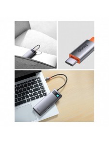 Baseus Metal Gleam Series 8 in 1 USB Typ C HUB-dockningsstation - 1 x HDMI / 3 x USB 3.2 Gen. 1 / 1 x Strömförsörjning / 1 x SD-