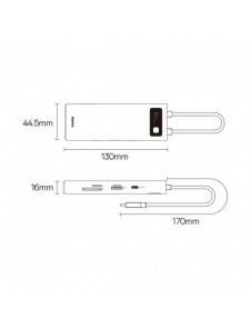 Baseus Metal Gleam Series 8 in 1 USB Typ C HUB-dockningsstation - 1 x HDMI / 3 x USB 3.2 Gen. 1 / 1 x Strömförsörjning / 1 x SD-