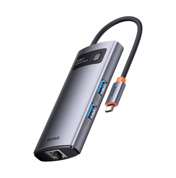 Baseus Metal Gleam Series HUB 4-i-1 USB Typ C - 3 x USB 3.2 Gen. 1 / RJ45 (WKWG070113)