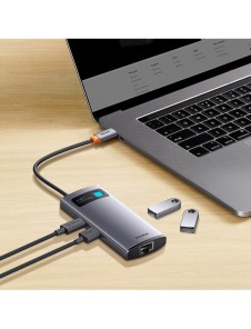Baseus Metal Gleam Series HUB 4-i-1 USB Typ C - 3 x USB 3.2 Gen. 1 / RJ45 (WKWG070113)