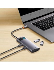 Baseus Metal Gleam Series HUB 4-i-1 USB Typ C - 3 x USB 3.2 Gen. 1 / RJ45 (WKWG070113)