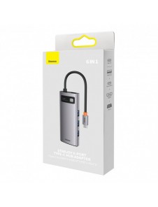 Baseus Metal Gleam Series HUB 6-i-1 dockningsstation USB Typ C - 1 x HDMI / 3 x USB 3.2 Gen. 1 / 1 x Strömförsörjning / 1 x VGA
