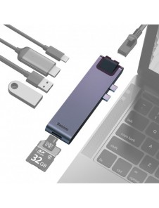 Baseus Multifunctional HUB 7in1 USB C Thunderbolt Dockningsstation (MacBook Pro 2016/2017/2018) grå